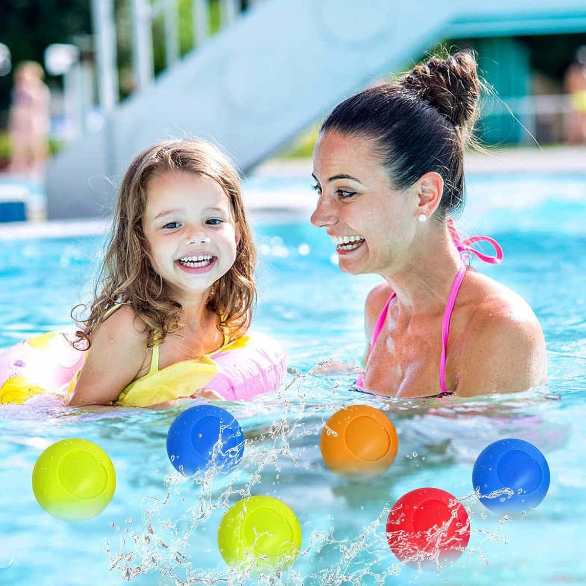 Pack of 8 Reusable Water Balloons, Water Bomb Balls Set, Quick Fill Water Bombs