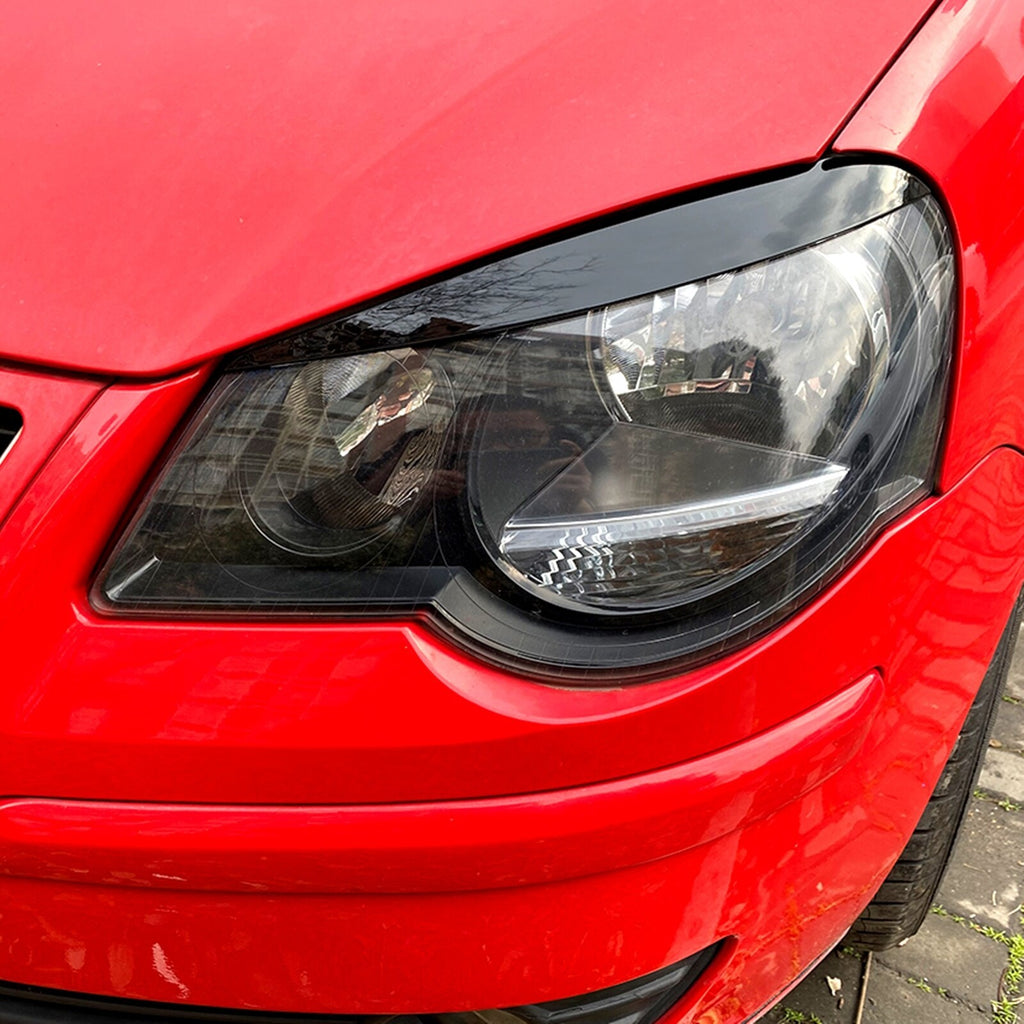 1 Pair Headlight Eyelid Eyebrow Trim Gloss Black For VW Polo 4 9N 9N3 2005-2009