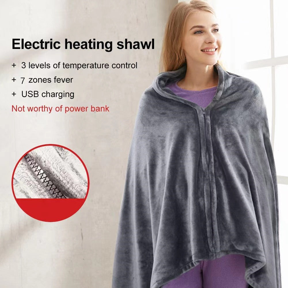 Electric Heated Shawl Blanket USB Wearable for Winter Warm 3 Temperature Levels