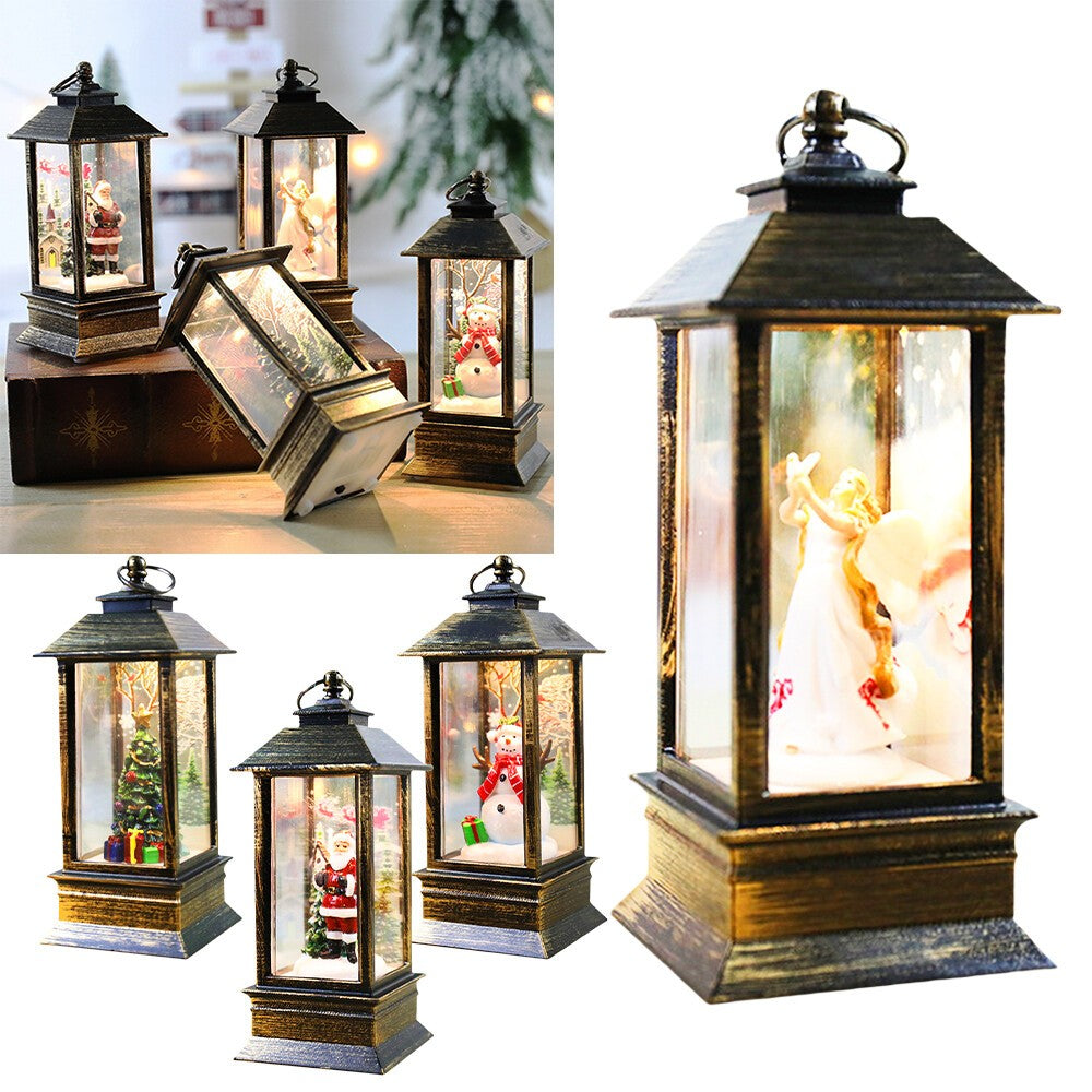 Christmas Snow Globe Lantern LED Light Santa Hanging Night Lamp UK