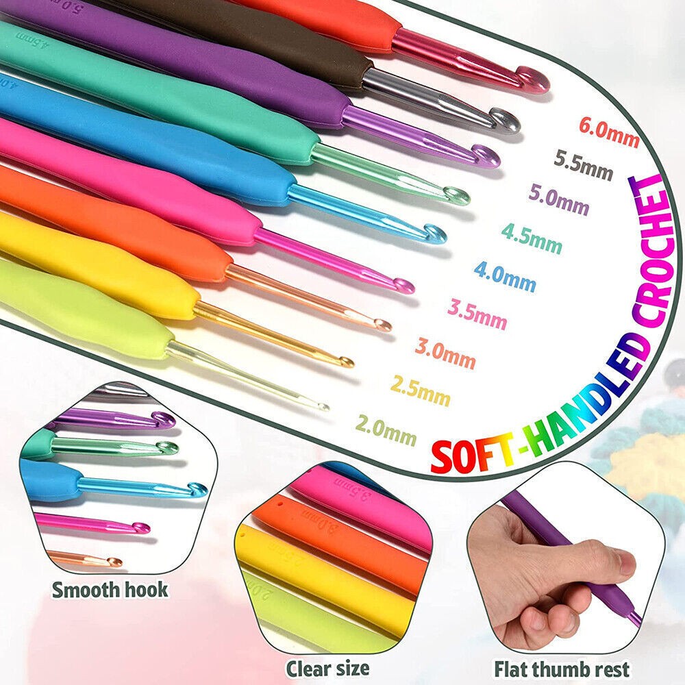 109PCS Crochet Hook Set 5 Rolls Yarn Knitting Needles Kit for Starters beginners
