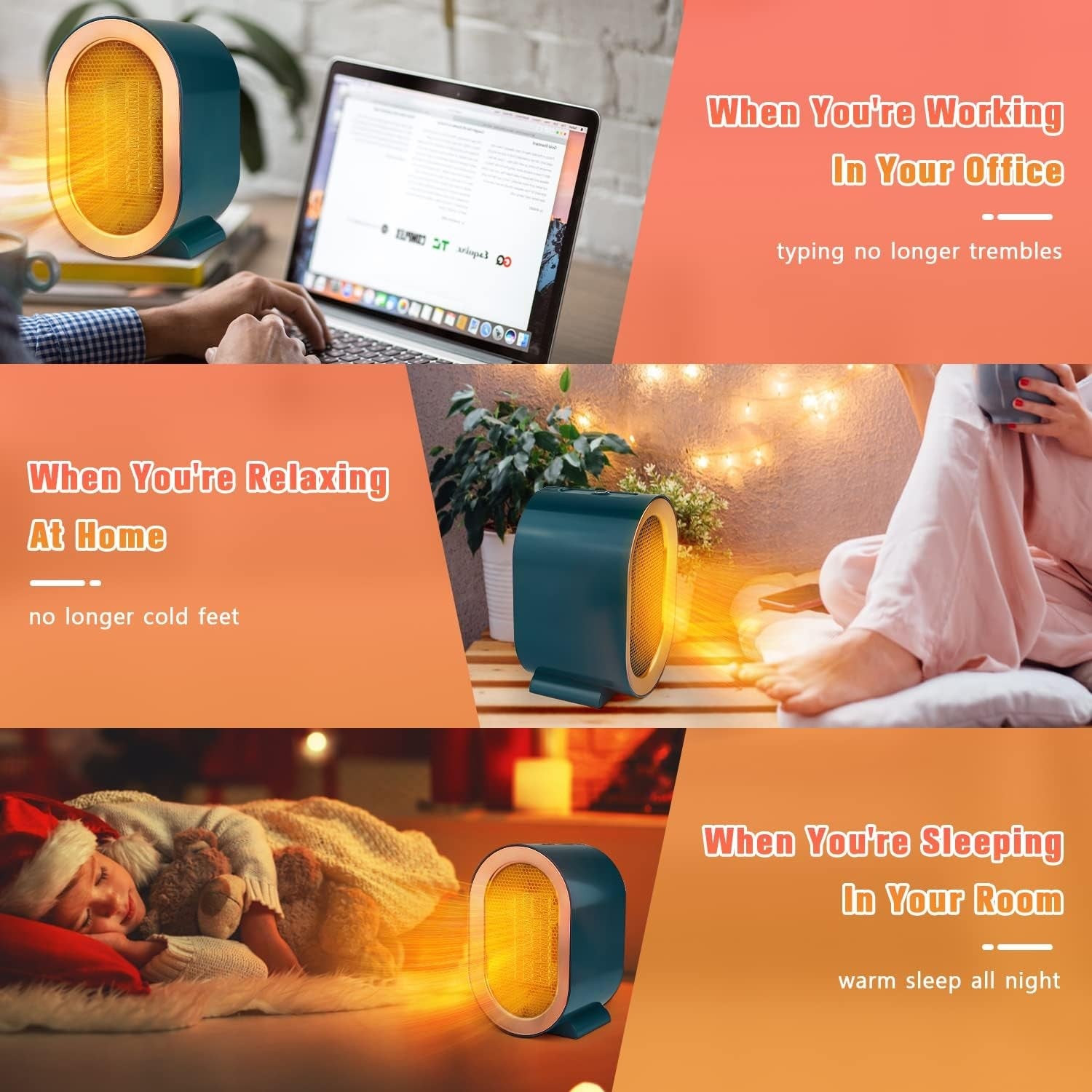 1200W Electric Heater, Low Energy Space Heater, Portable Room Heater with 2 Mode