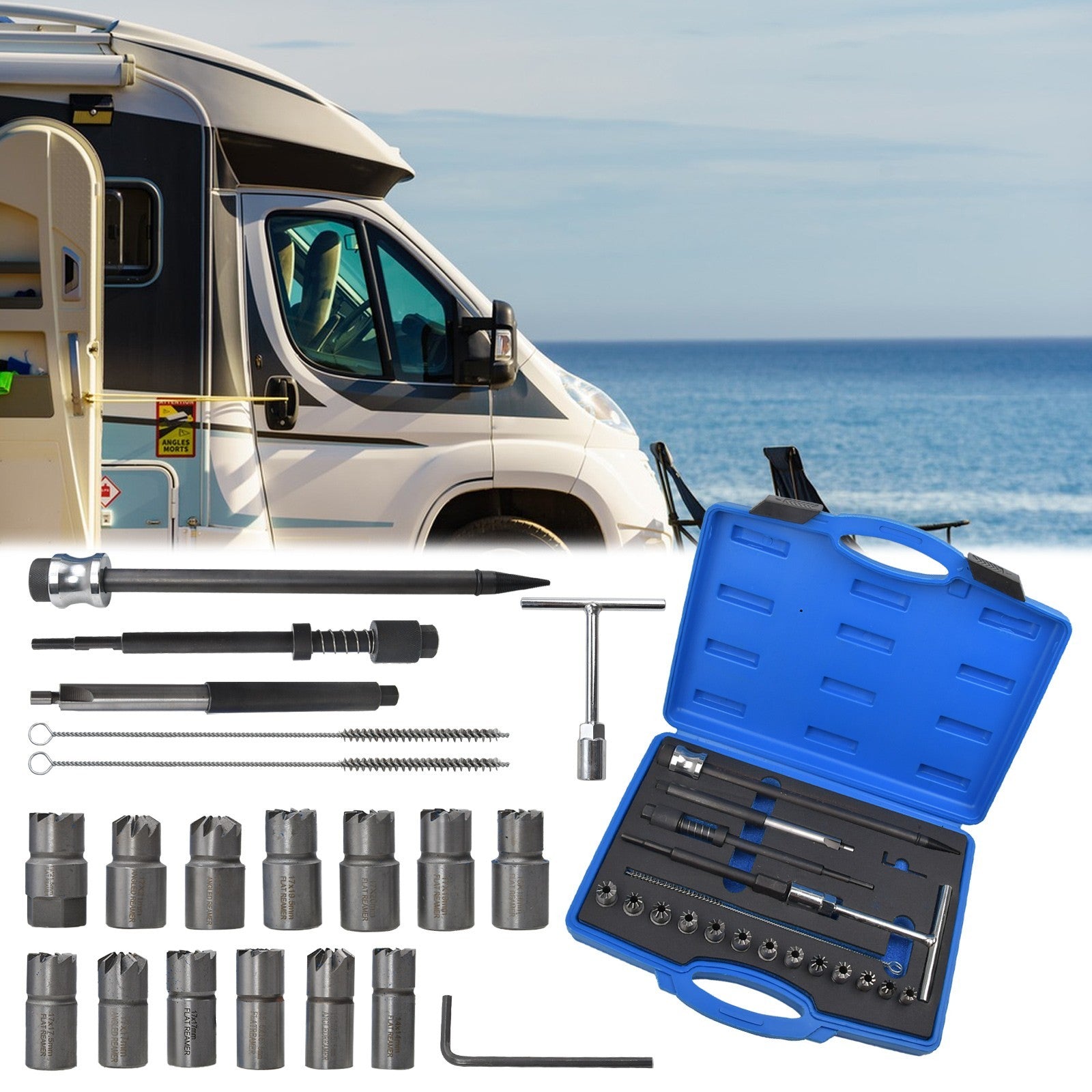21 Pcs Universal Diesel Injector Seat Cutter Set Kit For Delphi Bosch Cars Vans