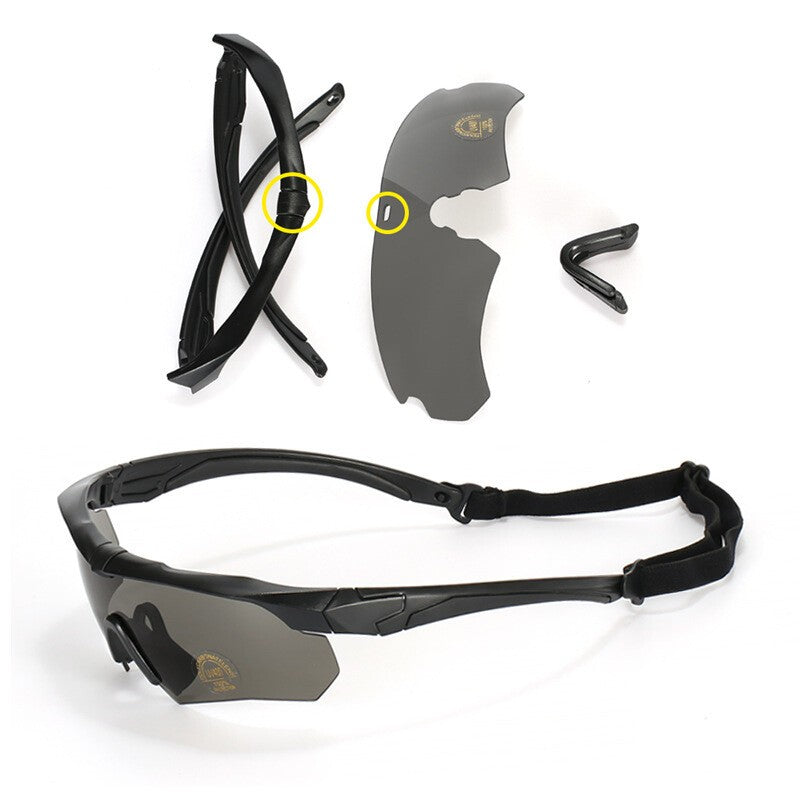 Tactical Shooting Sunglasses Set 3 Interchangeable Lenses Safety Glasses Eyewear