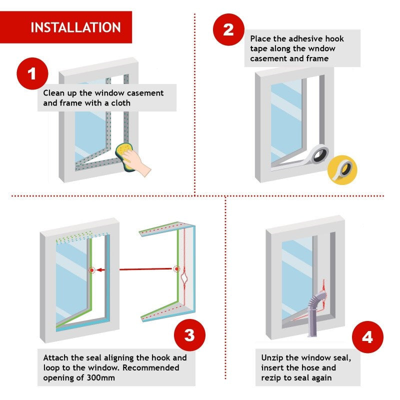 Universal 4M Window Seal Kit for Portable Air Conditioning Sealing Zip Hose Vent