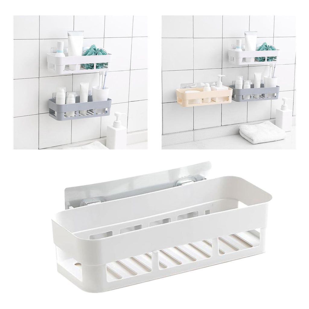 UK Self Adhesive Shower Shelf Plastic Shower Caddy Organiser Bathroom Shelf