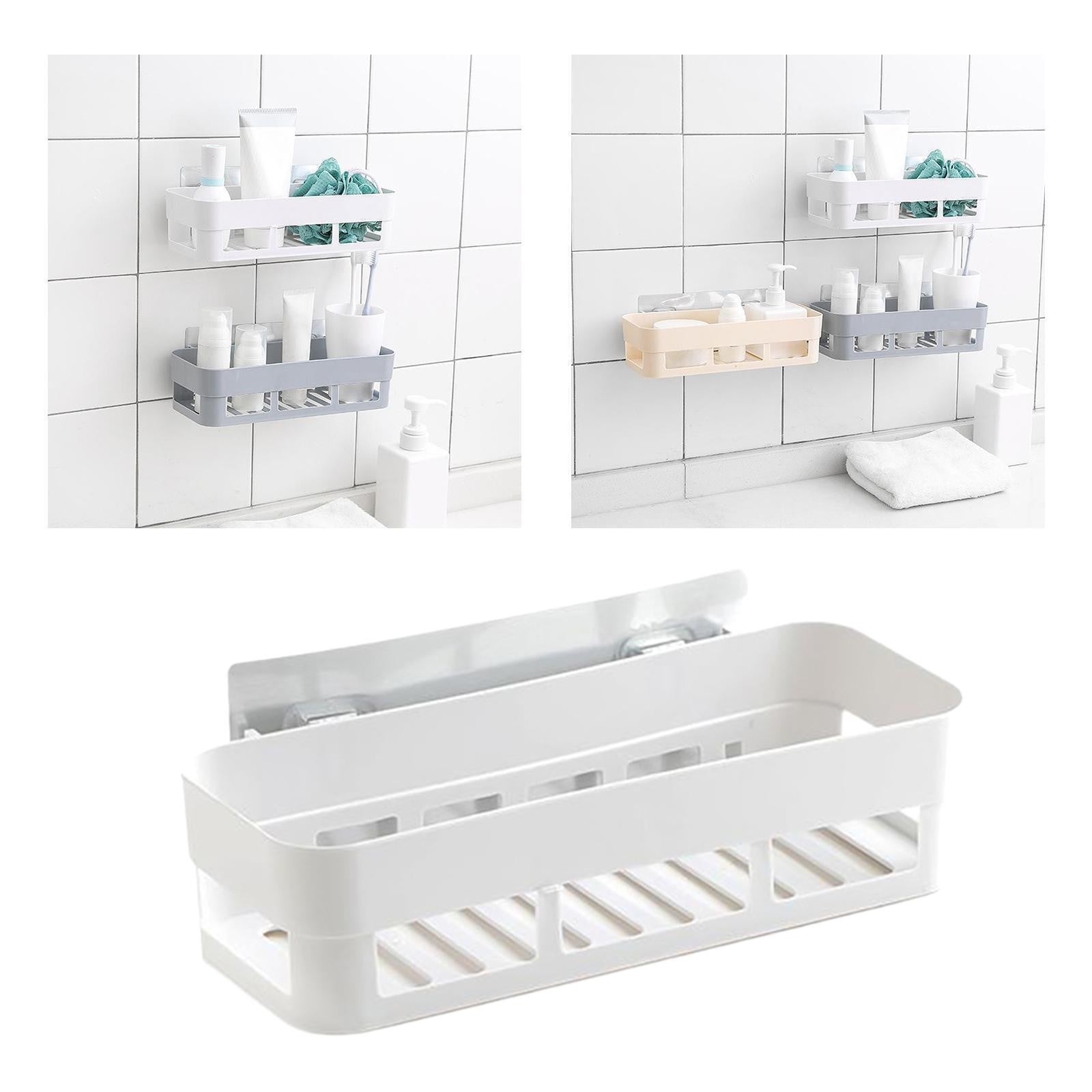 UK Self Adhesive Shower Shelf Plastic Shower Caddy Organiser Bathroom Shelf