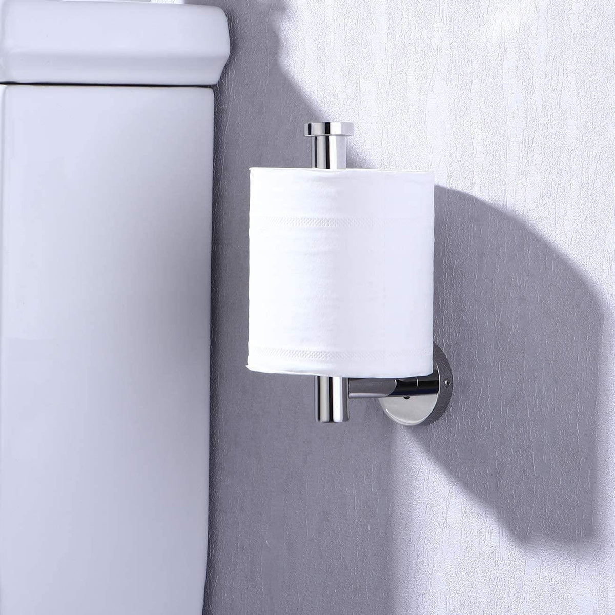 Wall Mounted Toilet Roll Holder Chrome Tissue Paper Stand Bathroom Bar Round