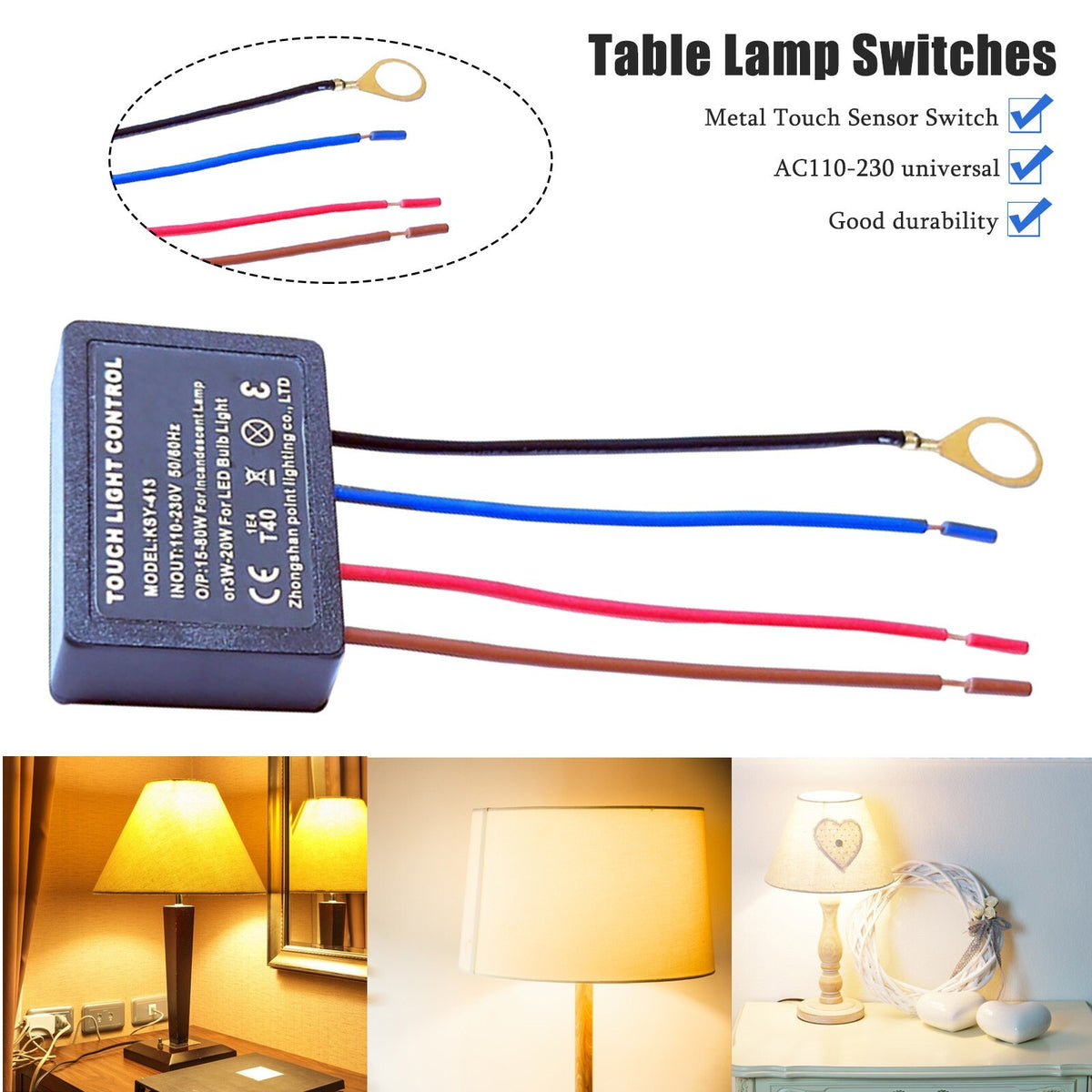 1PC 3 Way Touch Light Lamp Dimmer Switch Control Module Sensor Incandescent 220V