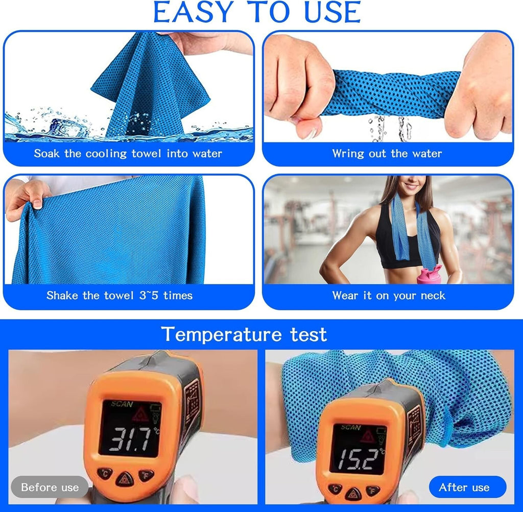 8 Pack Cooling Towels for Sports Gym Workout Quick Dry Sweat Absorbent Ice Towel