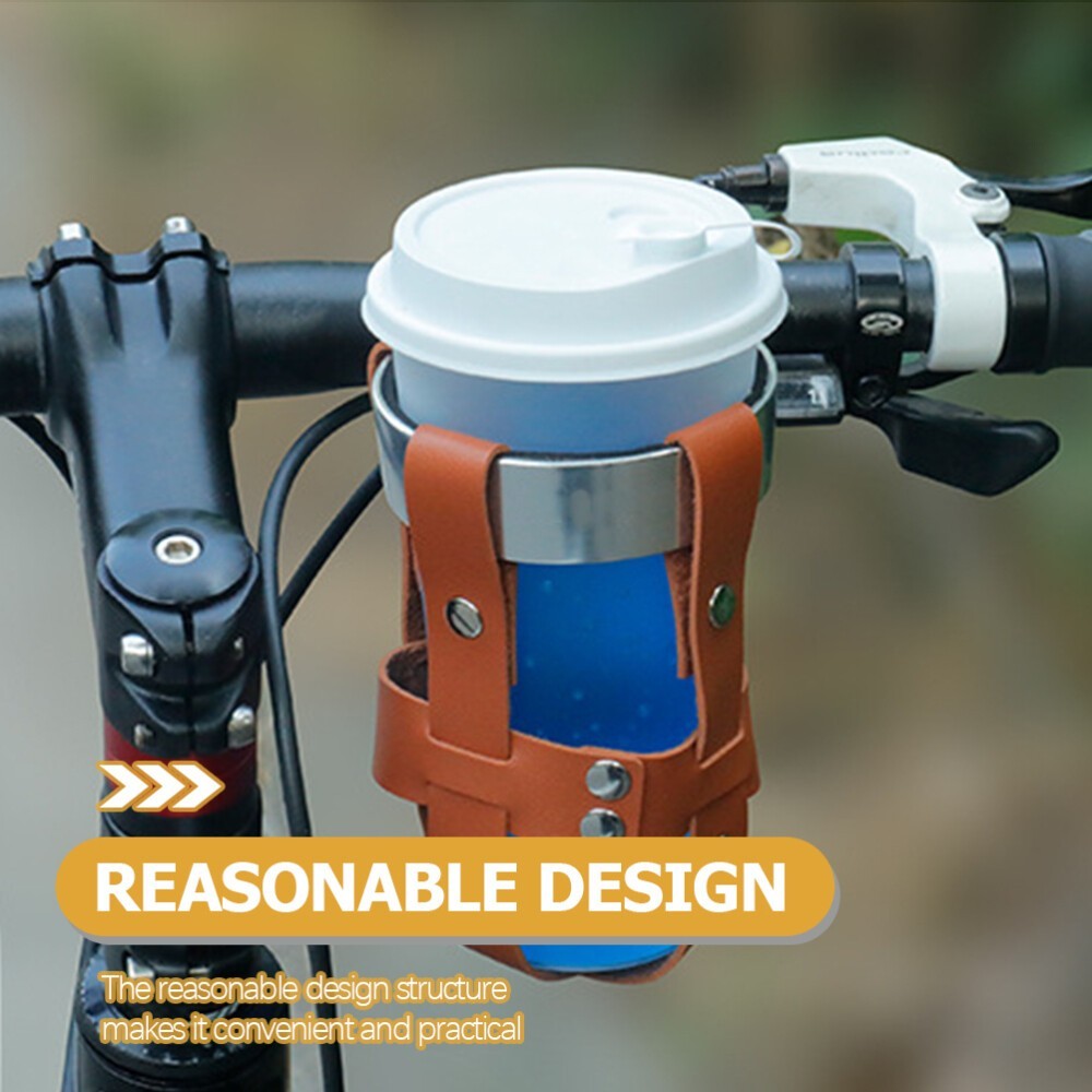 Water Bottle Bike Cup Holder Handlebar Cruiser Leather Rack new