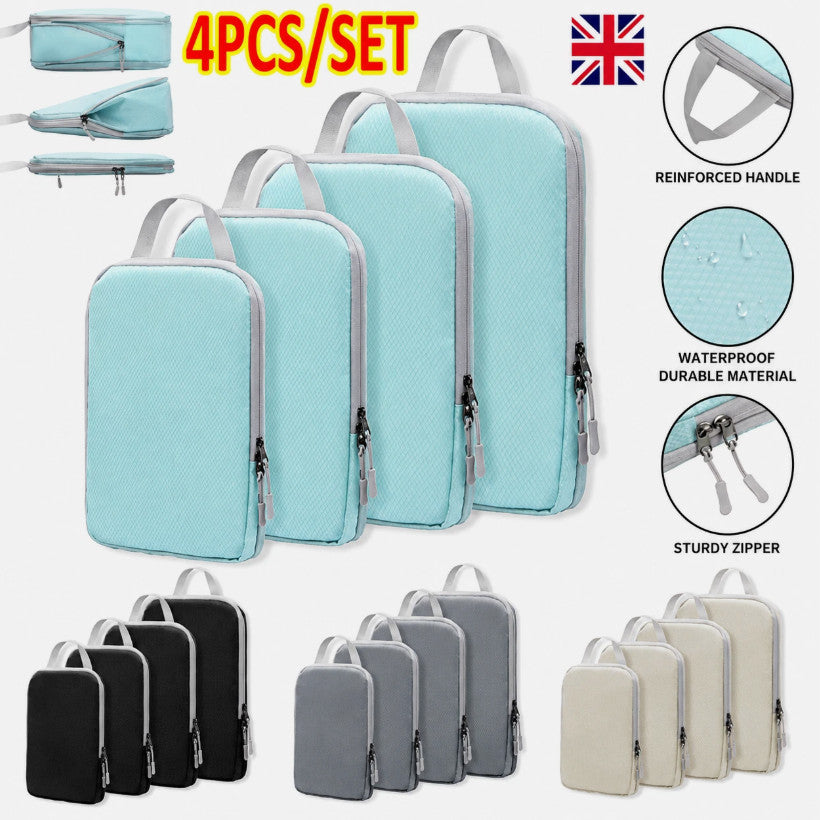 4Pcs Compression Bags Organiser Suitcases Packing Cubes Storage Luggage Travel
