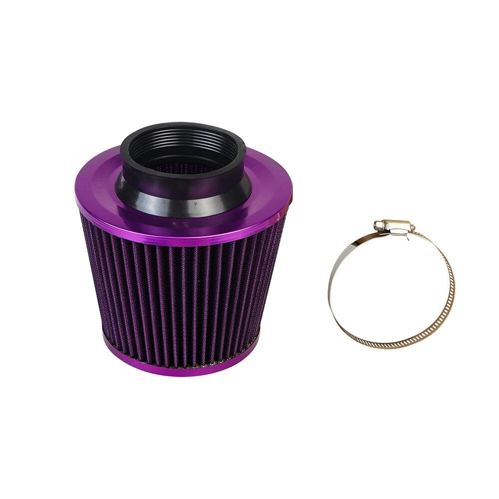 3" 76mm High Flow Inlet Cold Air Intake Cone Replacement Dry Air Filter Purple