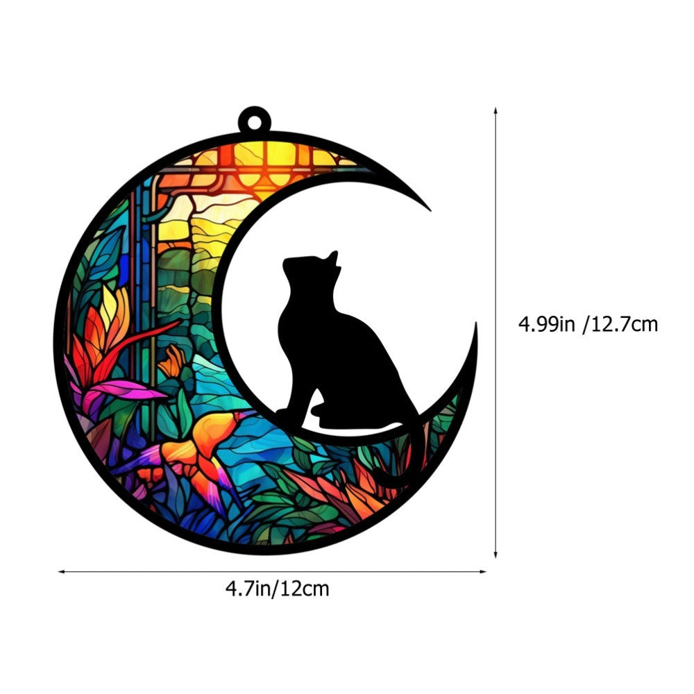 Acrylic Moon Cat Hanging Decoration Garden Window Hanging Ornament Cat Pendant