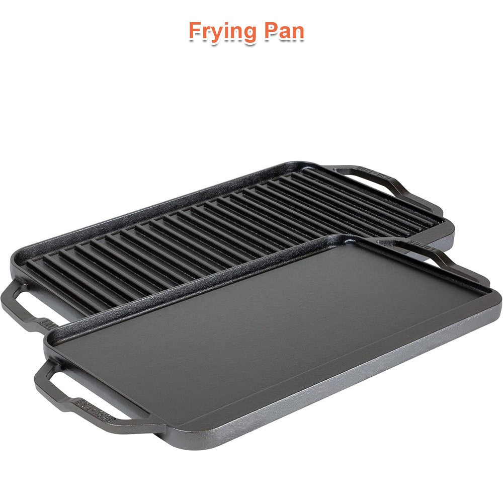 Cast Iron Non Stick Frying Pan Griddle Skillet Cooking Plate Hob Stove BBQ Grill