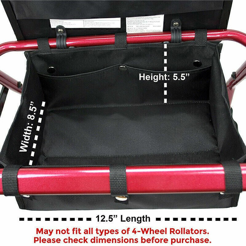 Black Basket Under Rollator Storage Bag Tote for Walker 4 Wheel Rollator UK