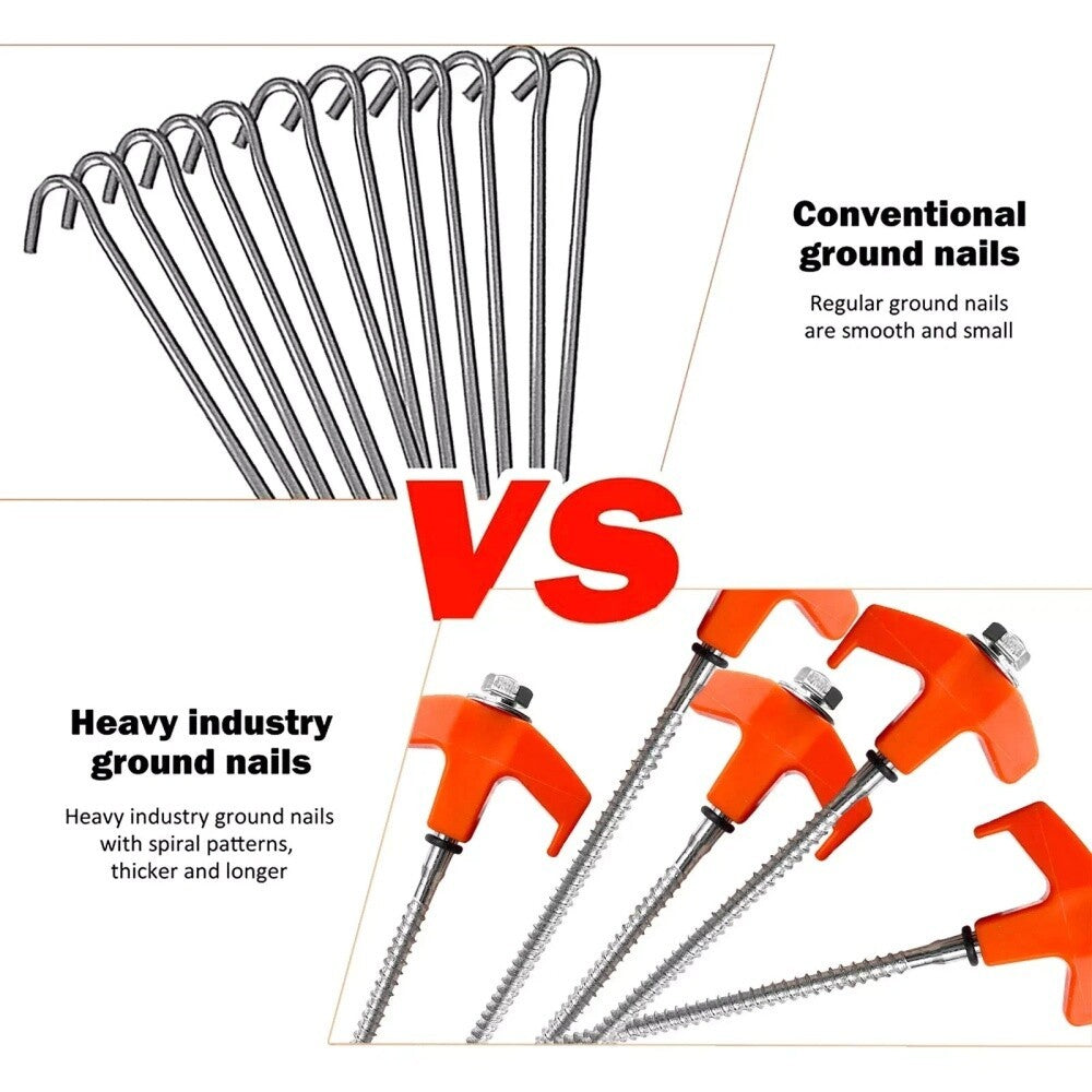 20X Screw In Hard Ground Rock Tent Pegs Stainless Steel Heavy Duty Awning Pegs🔥