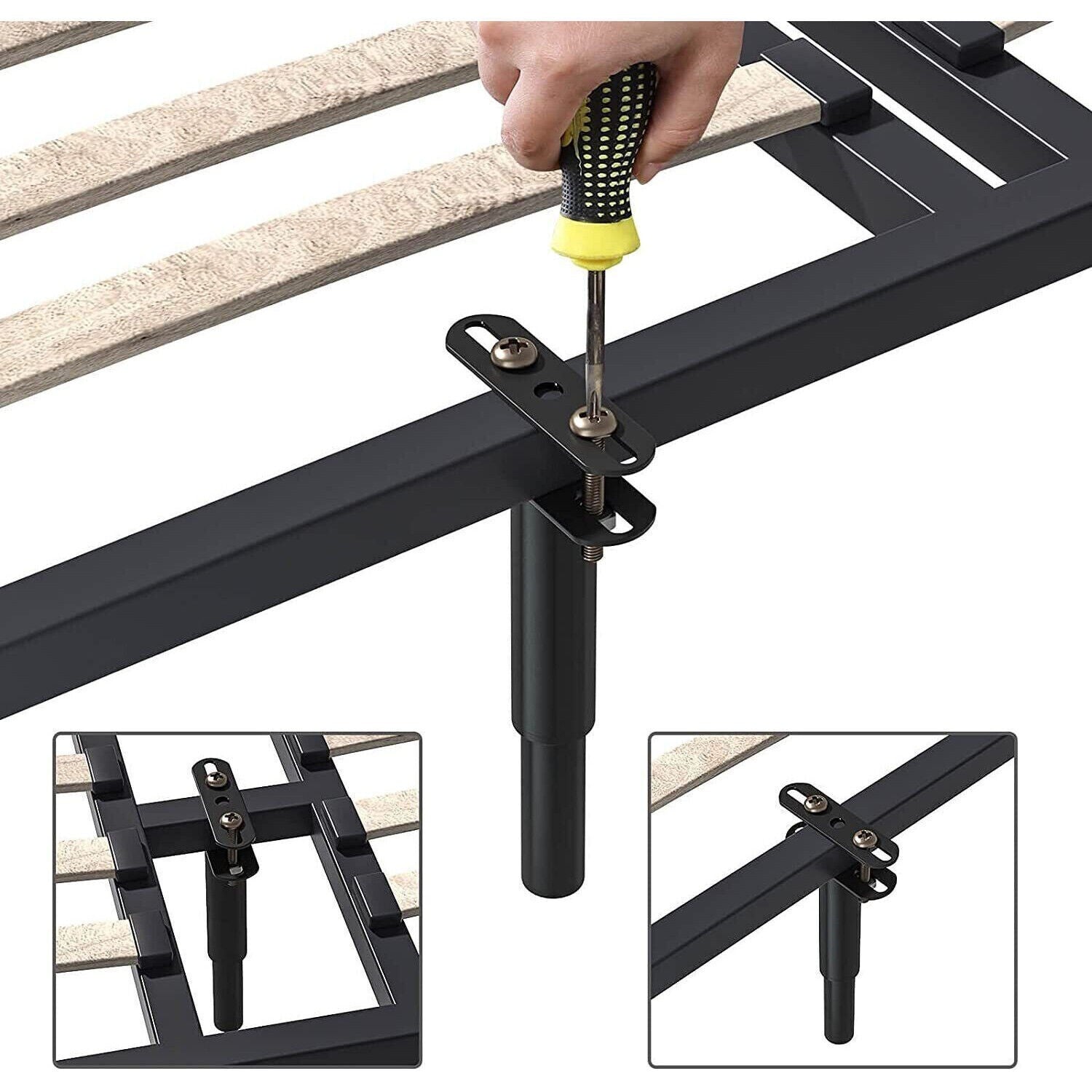 2X Bed Legs Adjustable Retractable Heavy Duty Bed Center Frame Support Feet Leg