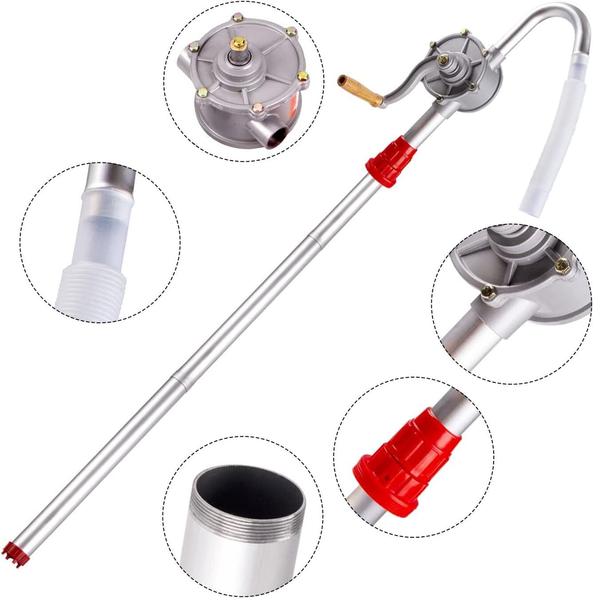 52" Rotary Barrel Syphon Hand Pump Self Priming Oil Diesel Fuel Transfer Drum