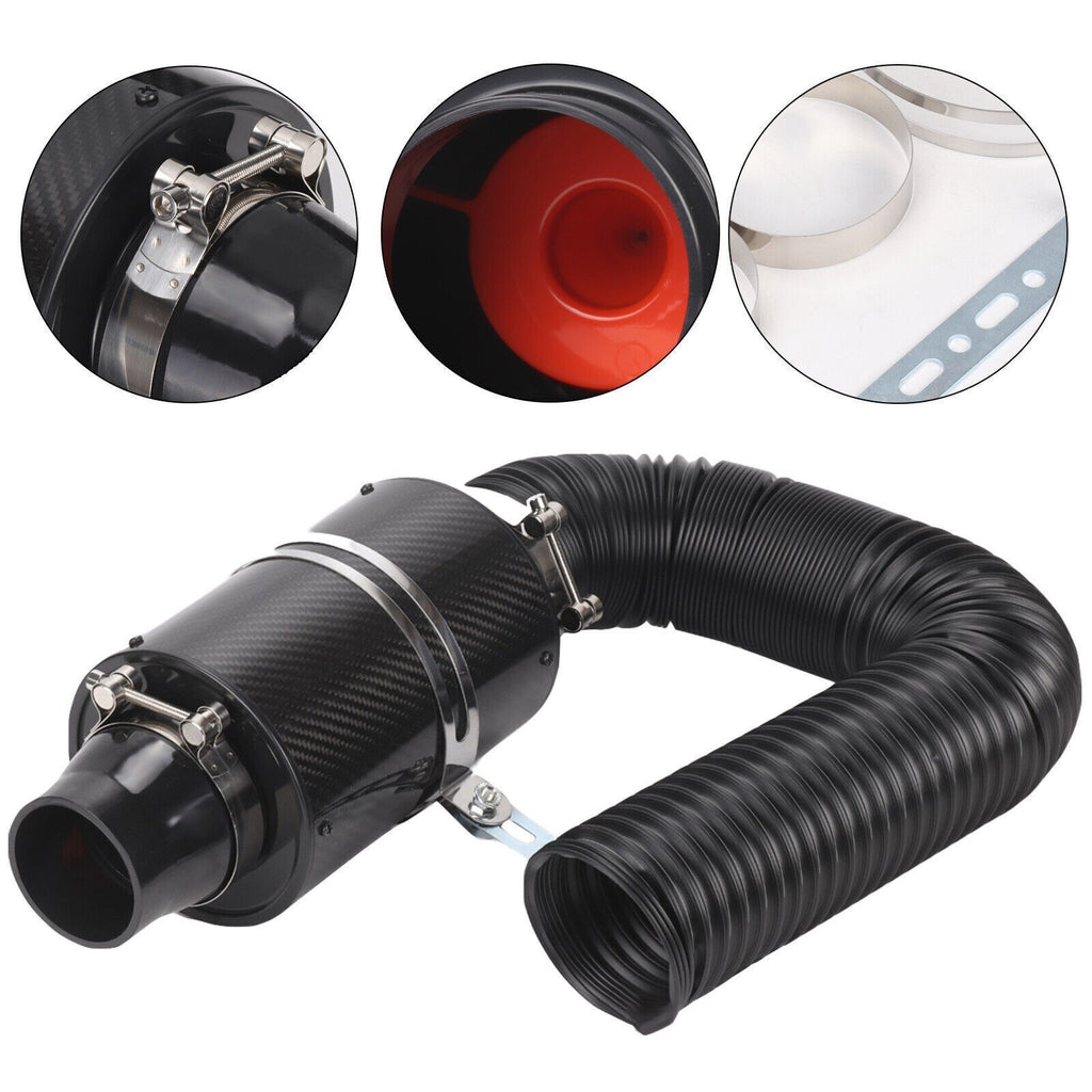 7CM Universal Feed Enclosed Induction Intake Pipe Hose Kit Car Cold Air Filter