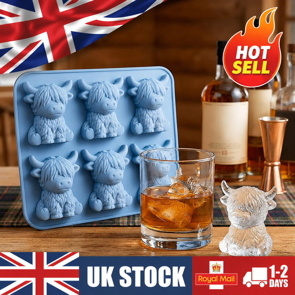 3D Highland Cow Ice Cube Tray Silicone Ice Ball Maker Mold for Whiskey Cocktails