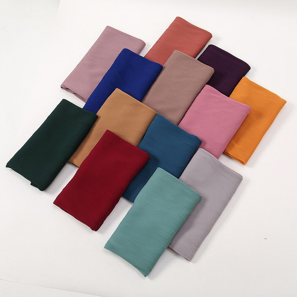 Pleated 120cm Square Scarf Women's Muslim Chiffon Hijab Shawls Headscarf Wraps