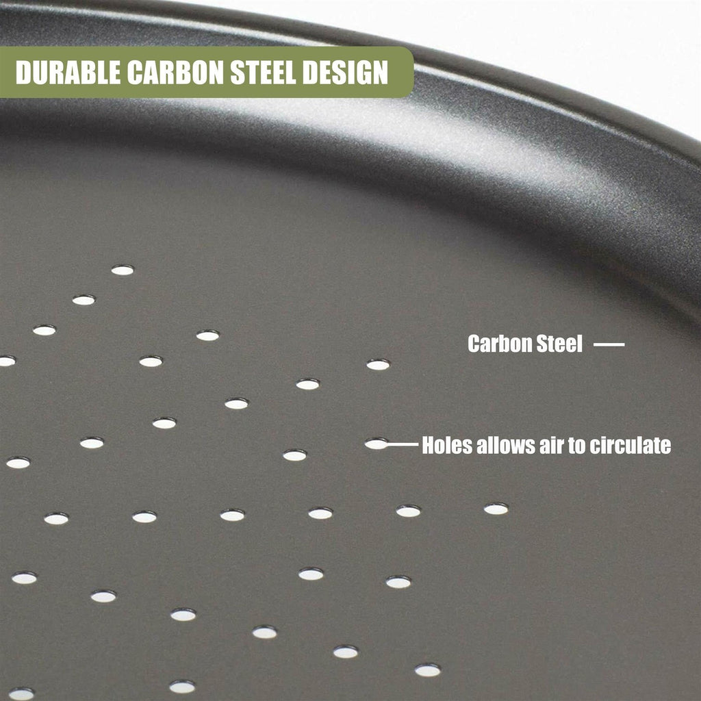 3x12.6" Large Non Stick Pizza Tray Baking Round Oven Tray Carbon Steel Pizza Pan