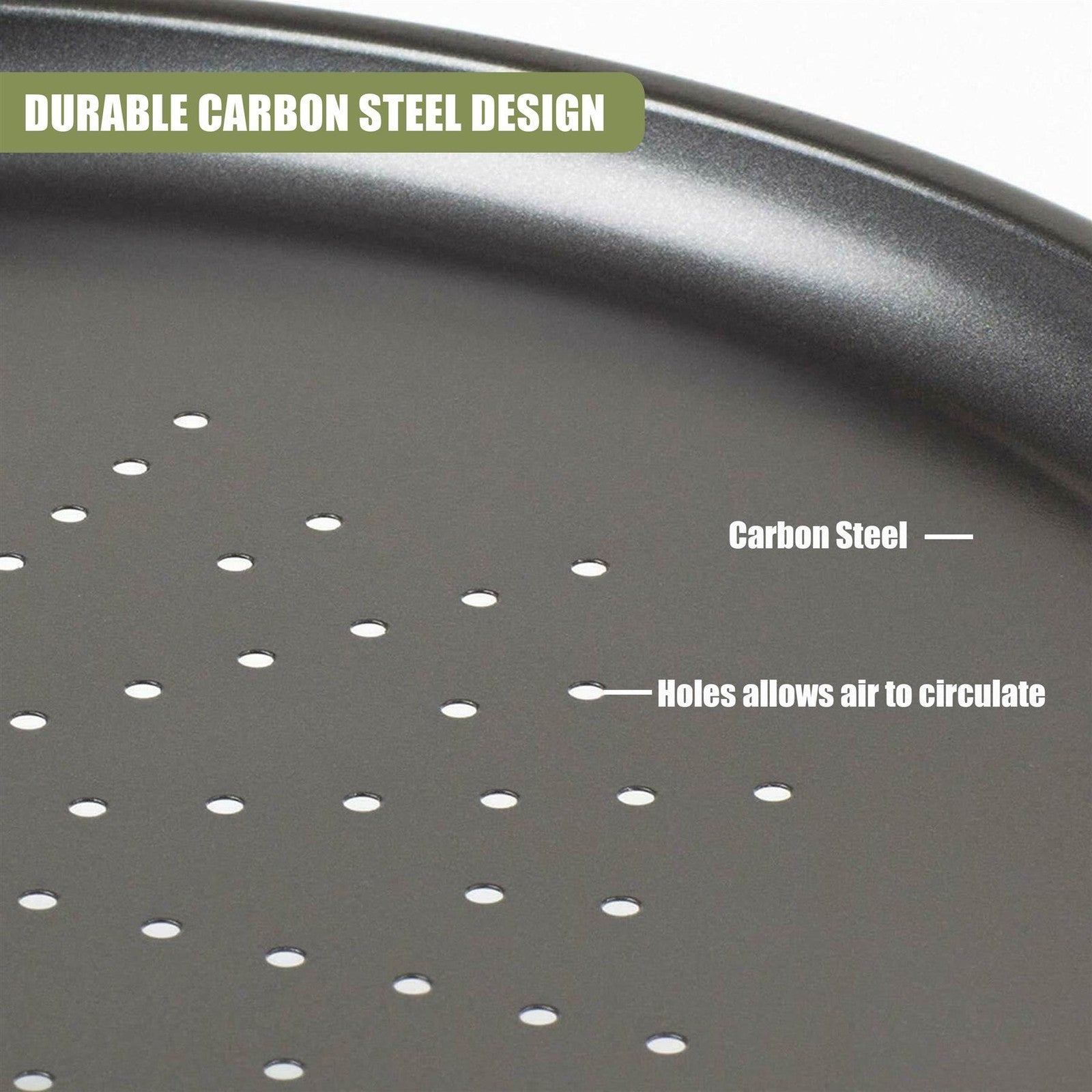 3x12.6" Large Non Stick Pizza Tray Baking Round Oven Tray Carbon Steel Pizza Pan