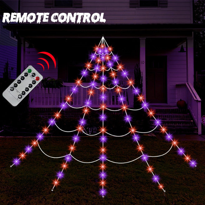 Halloween Luminous Spider Web LED Lights Garden Hanging Waterproof Decor