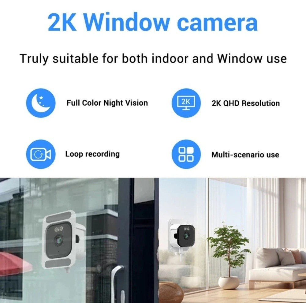 5G Window Security Camera 3MP Full Color Night Vision WiFi 2.4/5GHz Indoor Mount