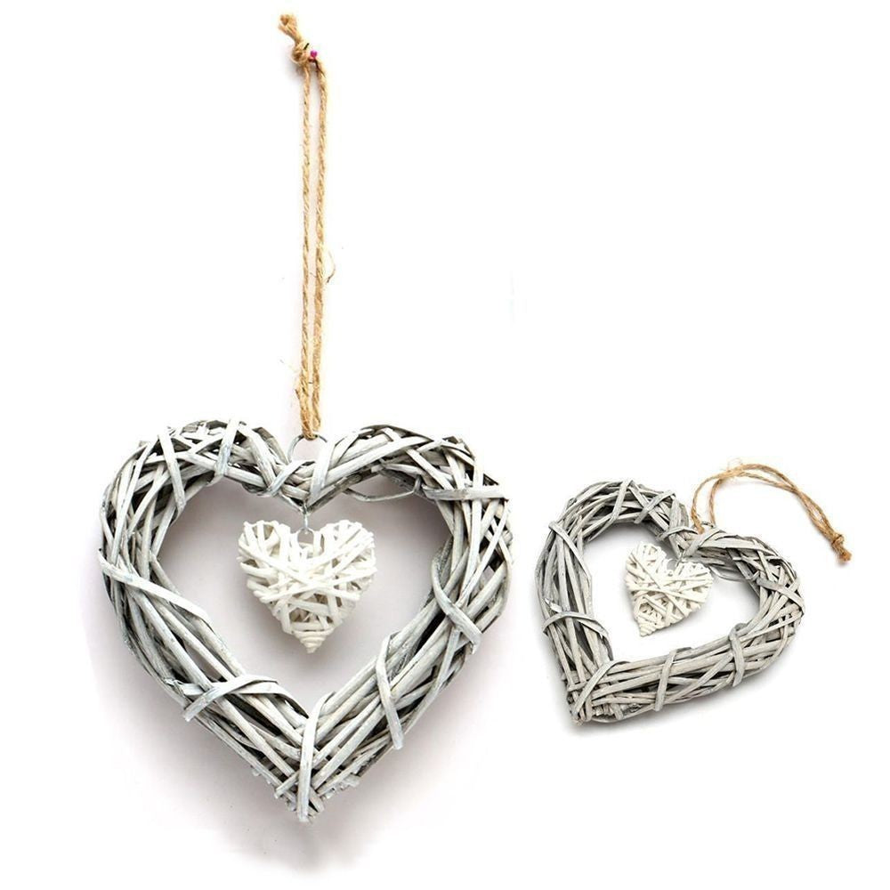 Heart Shaped Rattan Wreath DIY Wedding Party Wall Hanging Decor Garland