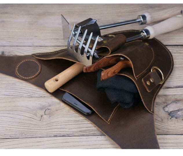 UP Vintage Leather Garden Tools Belt Holster Florists Farmer Utility Pouch