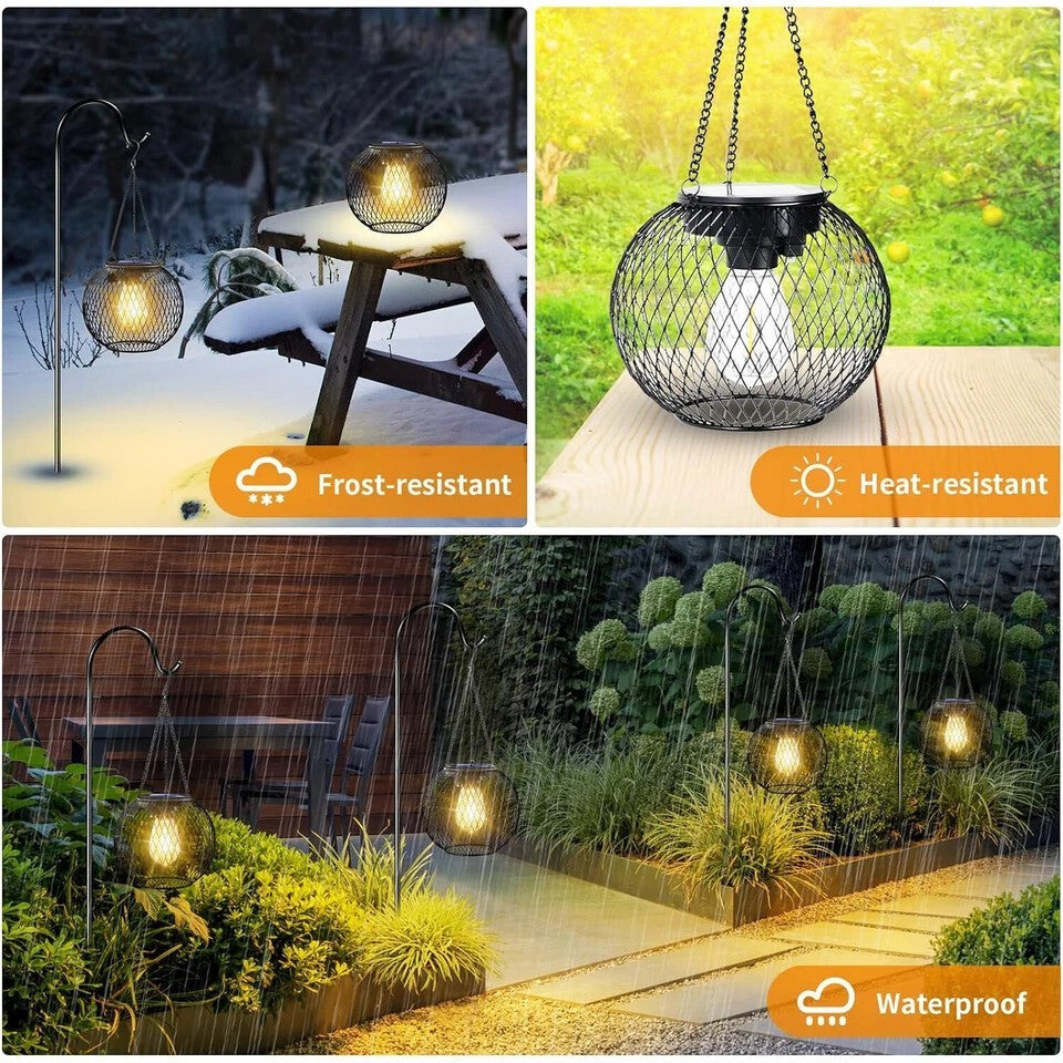2x Solar Powered LED Hanging Lantern Lights Waterproof Outdoor Garden Lawn Lamp