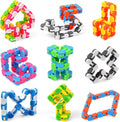 6*Wacky Tracks Puzzle Snake Fidget Toy Snap and Click 26cm Party Bag Filler Toys