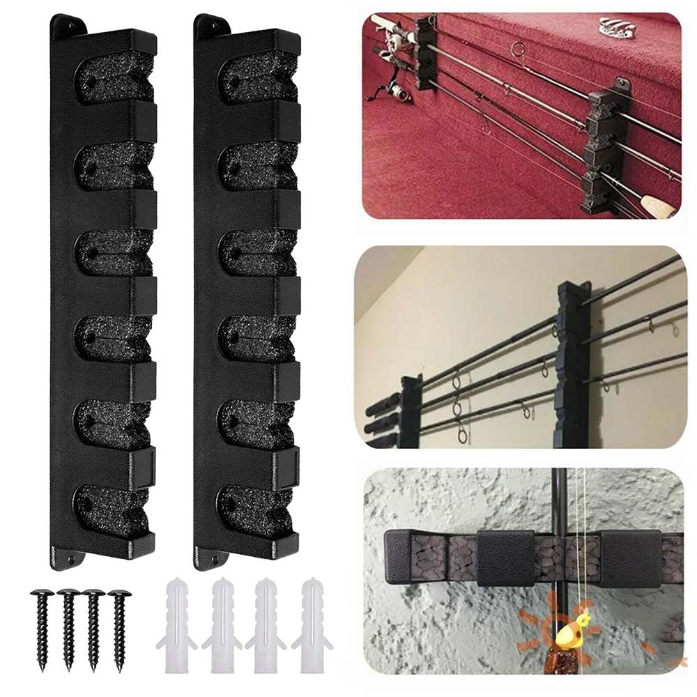 Fishing Rod Rack Vertical Holder Horizontal Wall Mount Boat Pole Stand Storage