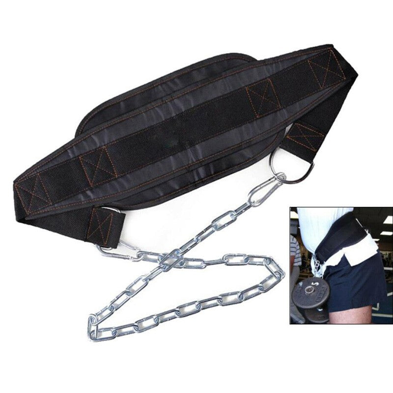 Dip & Pull Up Weight Belt With Chain Gym Fitness back Support Dips/Ups