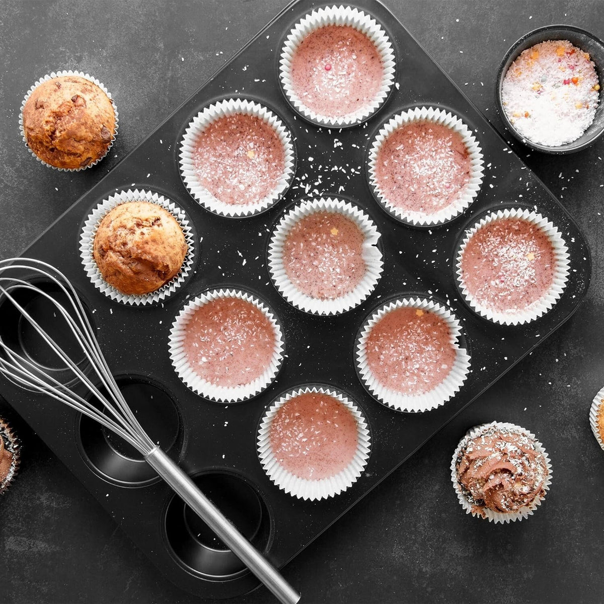 LARGE MUFFIN PAN YORKSHIRE PUDDING CUP MOULD BAKEWARE 12 CUPS CAKE BAKING TRAY
