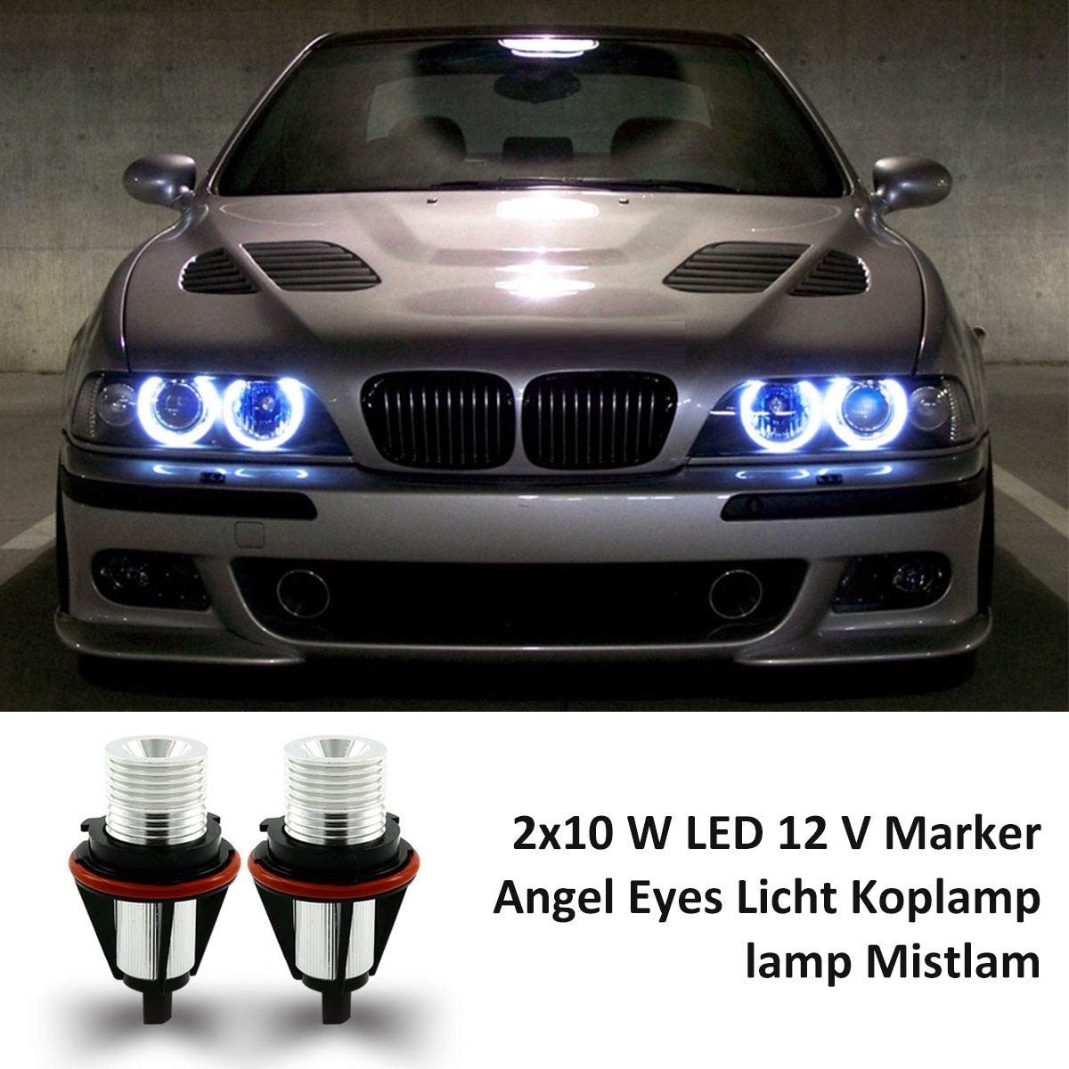 2x HALO ANGEL EYES LED LIGHT WHITE BULBS MARKER FOR BMW E39 E60 E61 E83 E64 E53