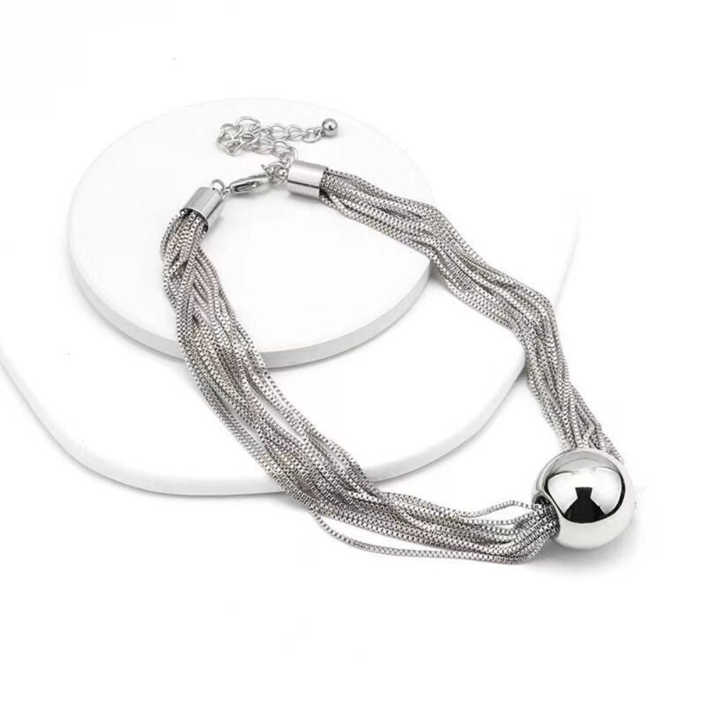 Alloy Chunky Choker Necklace Geometric Sphere Pendant Choker  Women Men