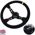 6 Bolt Steering Wheel 350mm Black Suede Fits for Race Rally Road Deep Dished UK