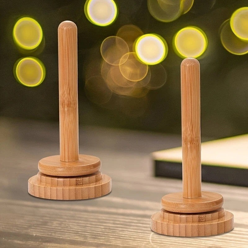 Wooden Yarn Holder Rotating Bamboo Knitting Wool Spindle Stand Crochet Organiser