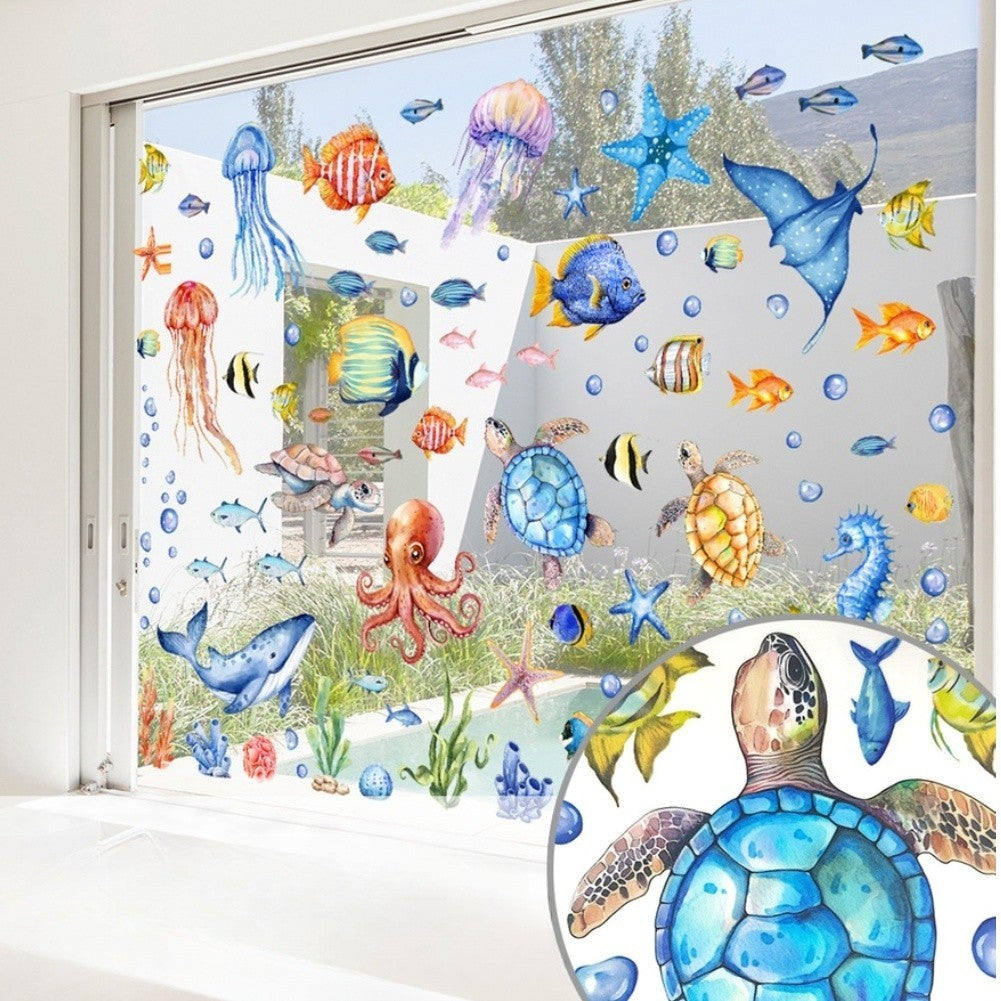 For Bathroom Sea Animal Stickers Bathroom Decor Aquatic Cartoon Designs