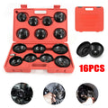 16Pcs Cap Oil Filter Wrench Set 3/8" Drive Car Automotive Removal Socket Tools