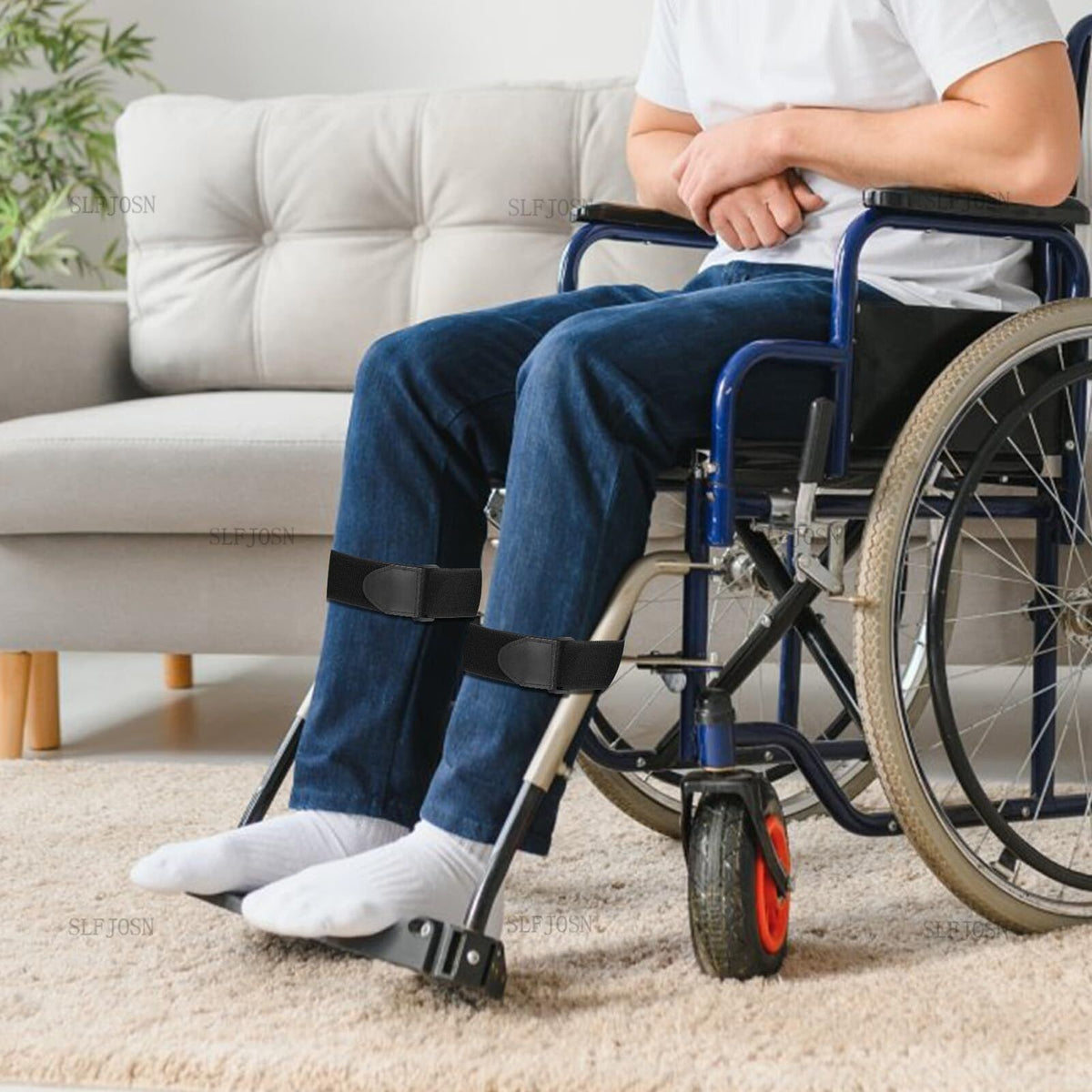 2x Wheelchair Leg Strap Restraints for Elderly Wheelchair Foot Rest Strap safety