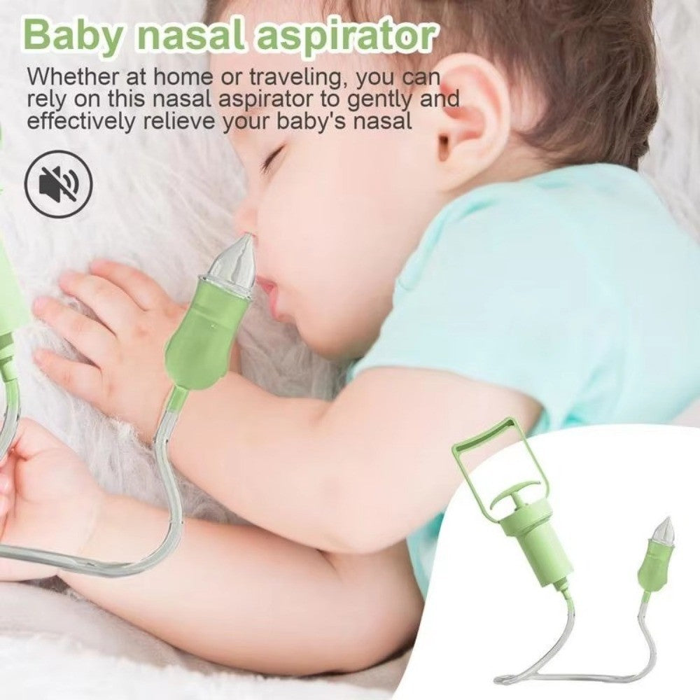 Silicone Nasal Aspirator Hand Pulled Nose Sucker  For Newborns Green