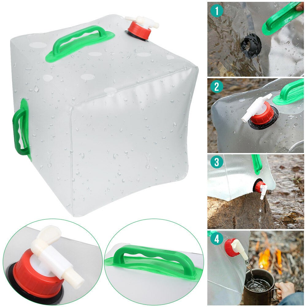 20L Water Carrier Container Foldable Collapsible with Tap Camping Bottle Bag UK