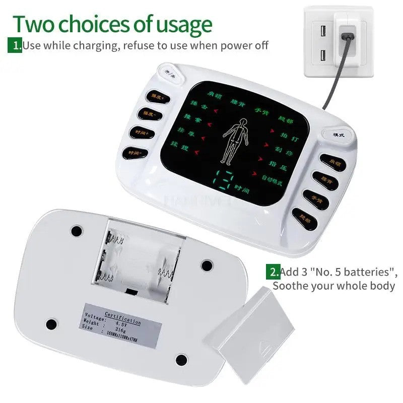 8 Modes Dual Channel Digital TENS Unit Muscle Stimulation Pain Relief Device