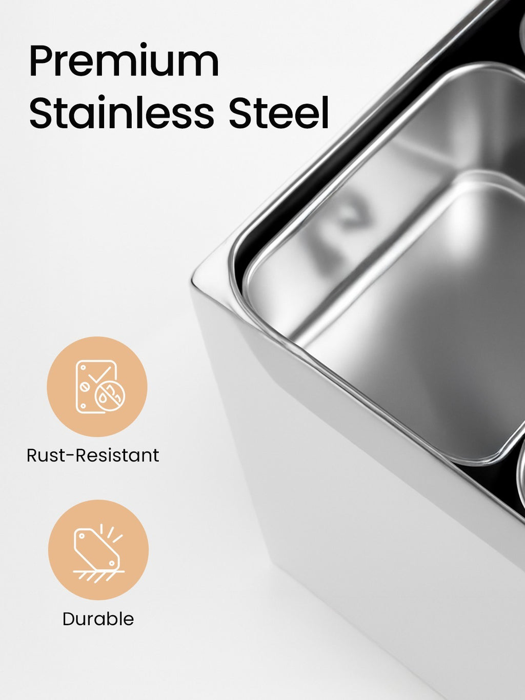 304 Stainless Steel Spice Box Tray with 8 Removable Compartments Container Cruet