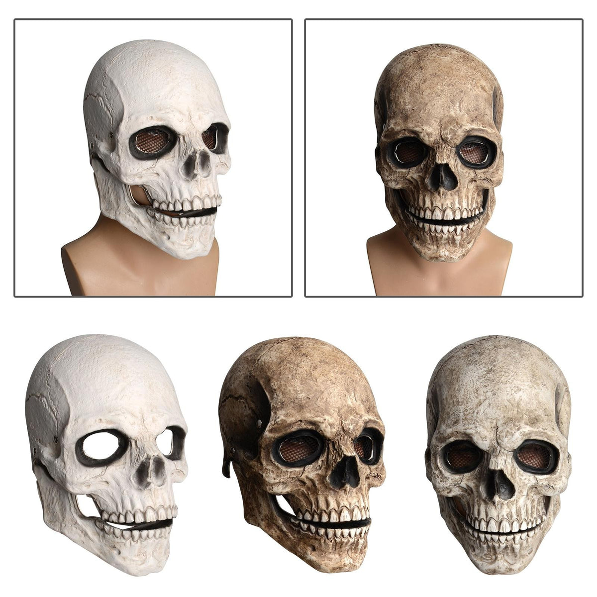 Skull Mask Full Face with Movable Mouth Realistic Head Mask for Adult Cosplay