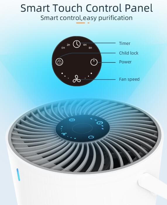 Portable Air Purifier for Home Bedroom Filter Air Cleaner Purification Smoke Pet